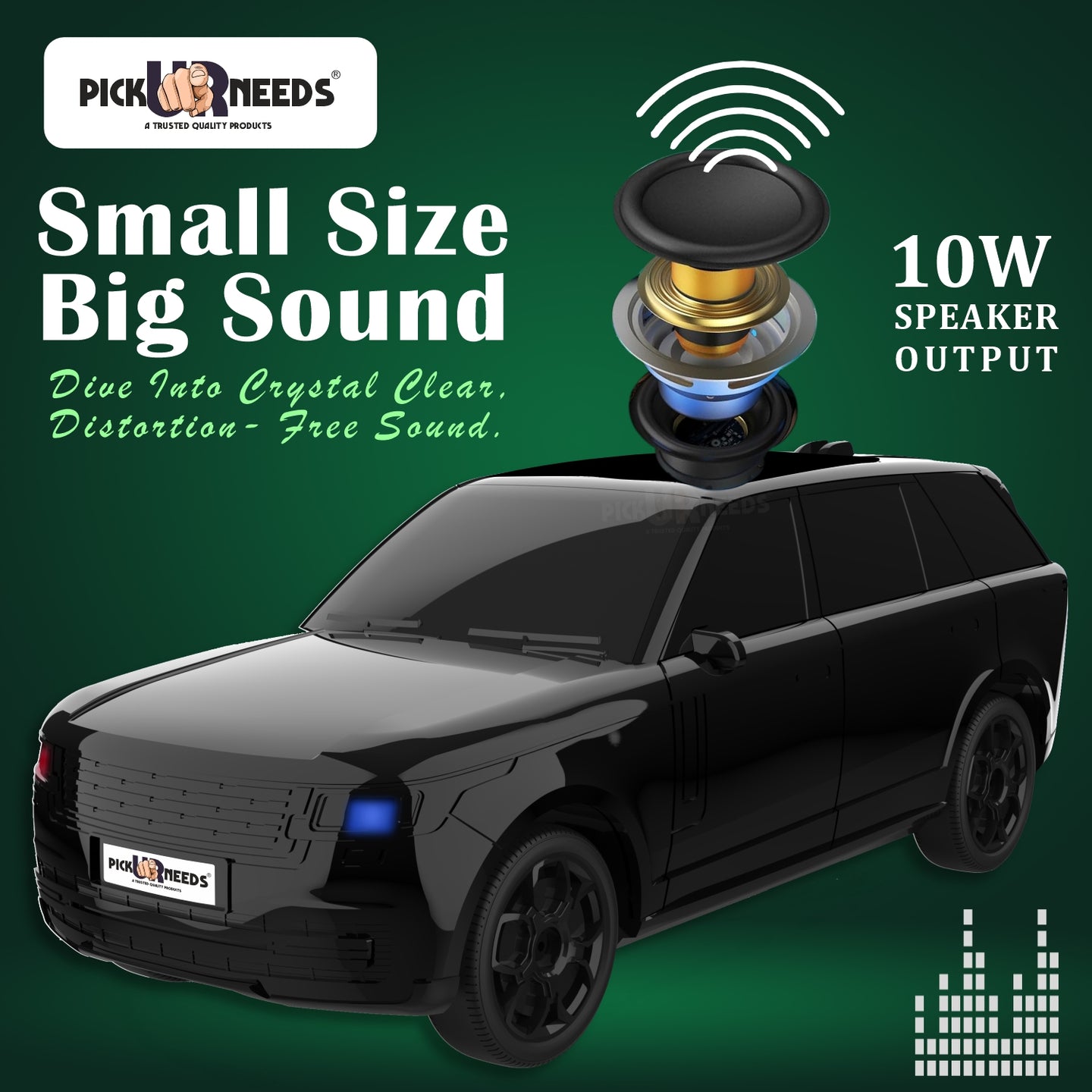 Pick Ur Needs Car Design Wireless Speaker USB / TF Card / FM Support RGB Light 1200mAh Battery 10 W Bluetooth Speaker
